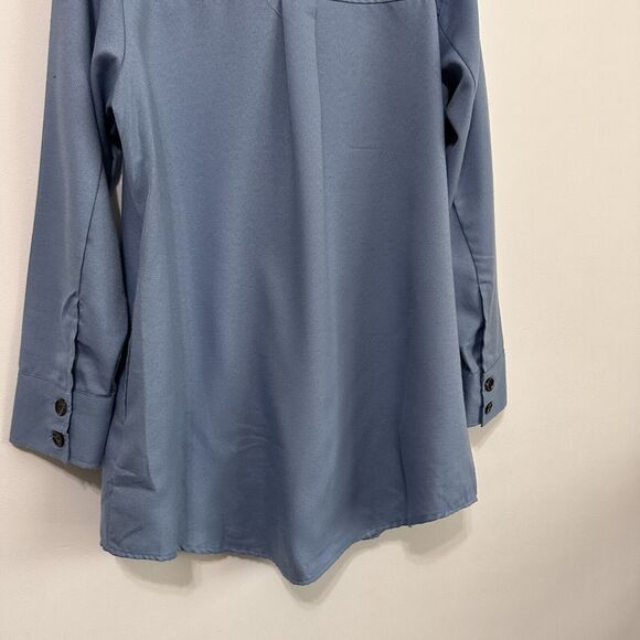 LuLaRoe Abigail Shacket Jacket M Blue Button Front Trendy Longline Travel NEW - Picture 9 of 11